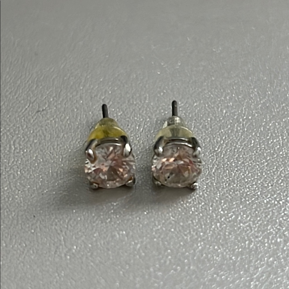Crystal Silver Stud Earrings Sparkly Rhinestone Post Earrings with Rubber Backs